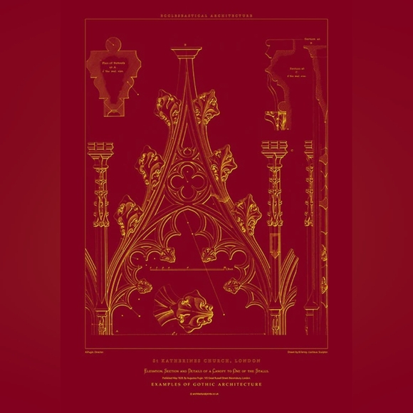 Architectural Print: St. Katherine's Church Elevation Section and Details / A2